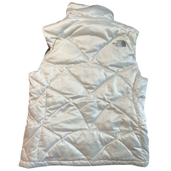 The North Face 550 Quilted Puffer Vest Full Zip S Womens White Pockets Gorpcore - Picture 2 of 9